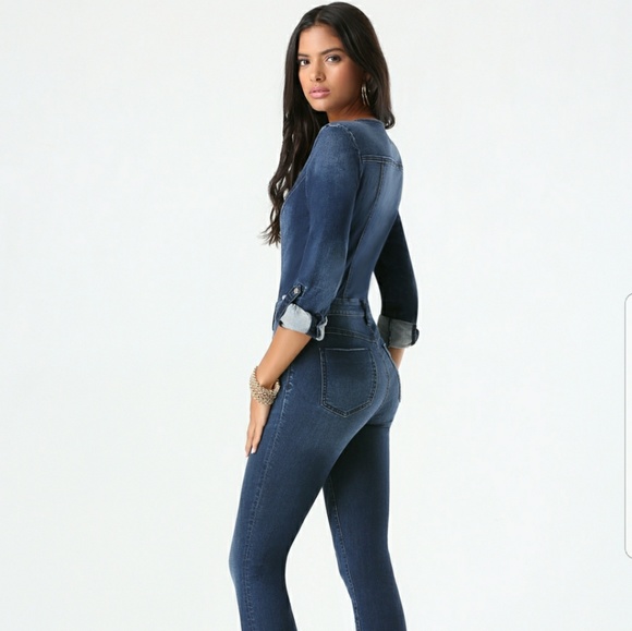 BNWT BEBE Surplice Denim Flight Suit size 24/XS - Picture 2 of 5